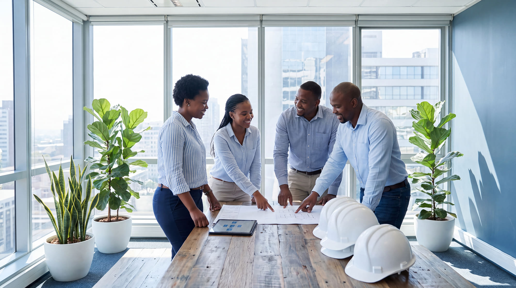Safety professionals reviewing a risk assessment
